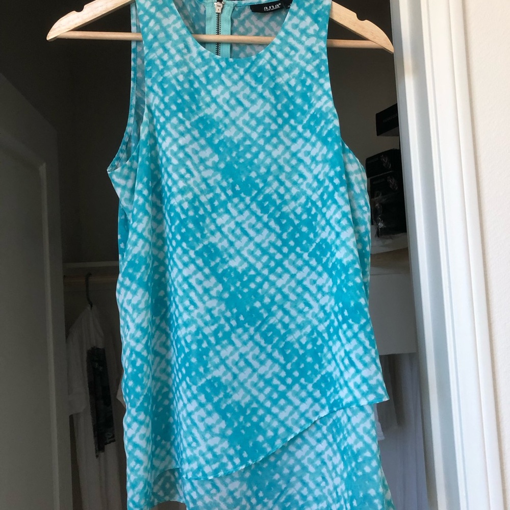 Anna Turquoise Patterned Sleeveless Top